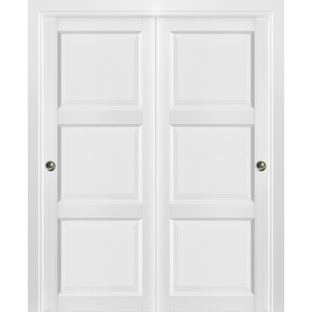SARTODOORS Closet Bypass Interior Door, 72" x 96", White LUCIA2661DBD-BEM-7296